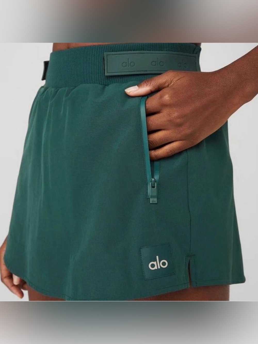 ALO Yoga Deep Teal Athletic Skorts with Zipper Pocket